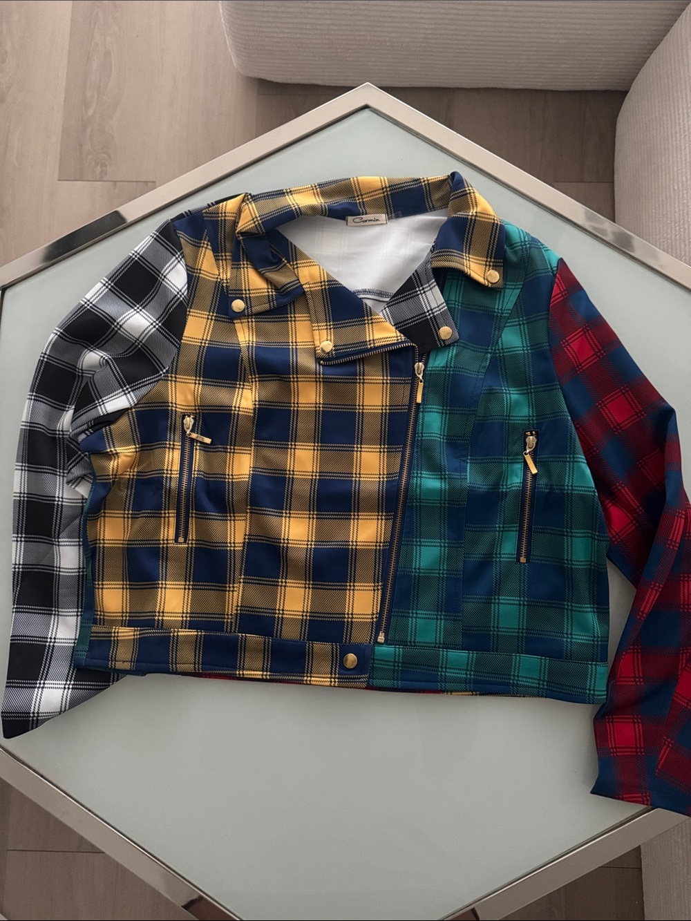 Women’s Plaid Multi-Color Moto Jacket